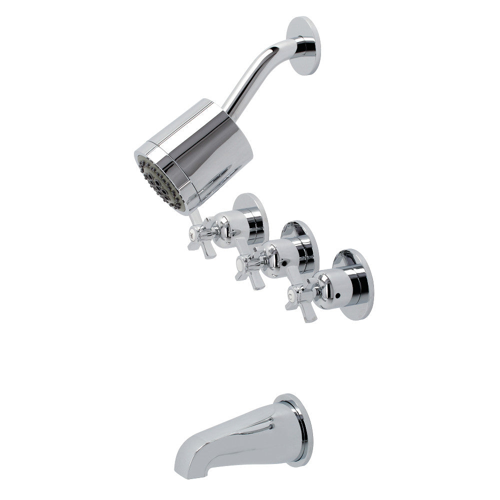 Kingston Brass KBX8131ZX Millennium Triple-Handle Tub and Shower Faucet, Polished Chrome