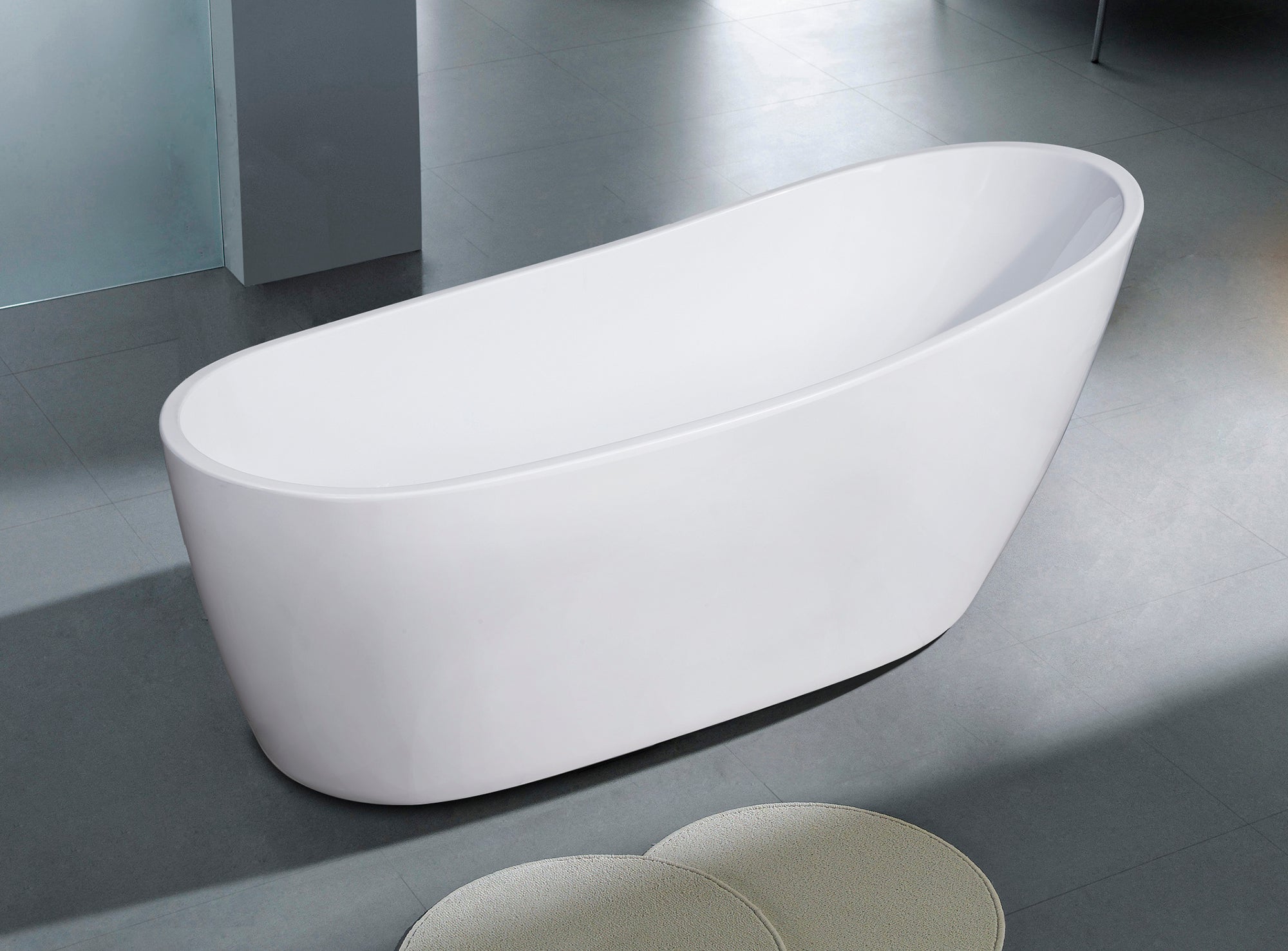 ALFI AB8826 68 inch White Oval Acrylic Free Standing Soaking Bathtub