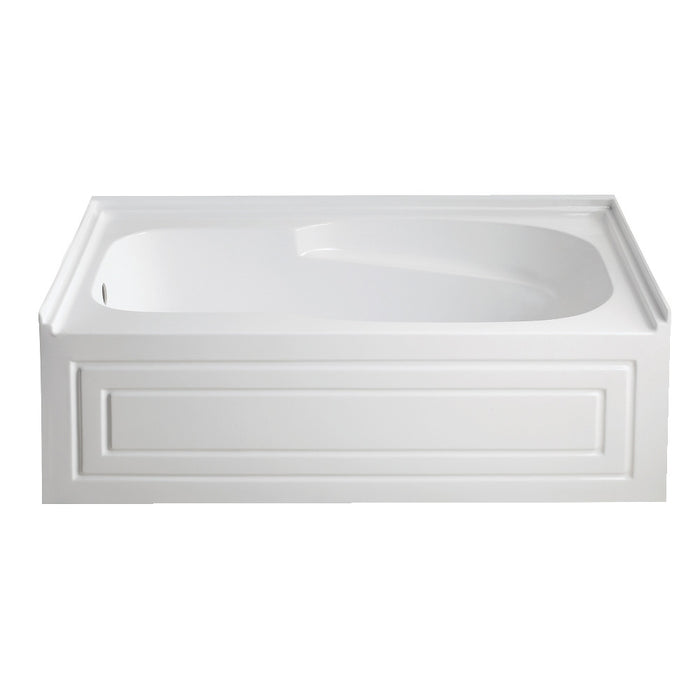 Aqua Eden VTAM6031L21B 60" Acrylic Rectangular 3-Wall Alcove Tub with Armrests and Anti-Skid Surface, Left Hand Drain, Glossy White