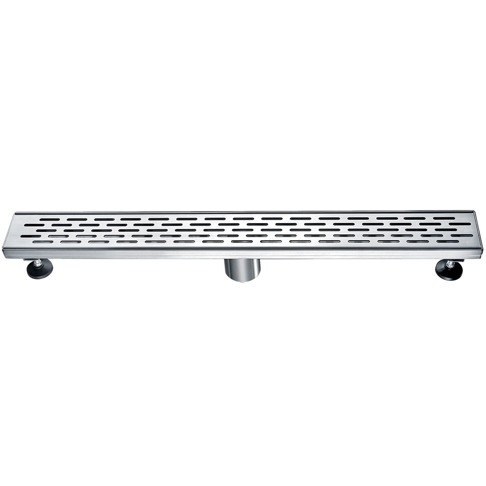 ALFI ABLD24C 24" Long Modern Stainless Steel Linear Shower Drain with Groove Holes