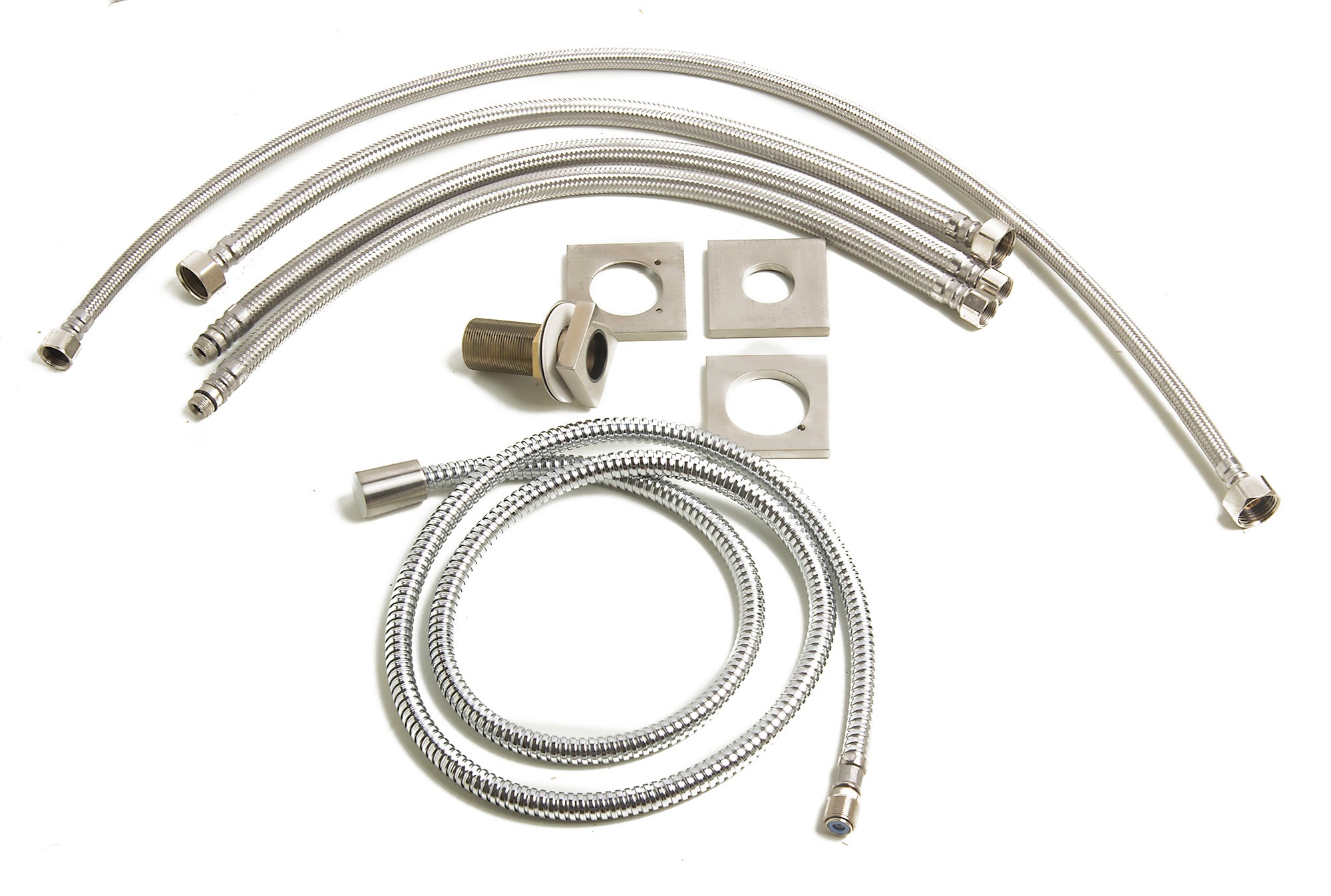 ALFI AB2322-BN Brushed Nickel Deck Mounted Tub Filler and Square Hand Held Shower Head