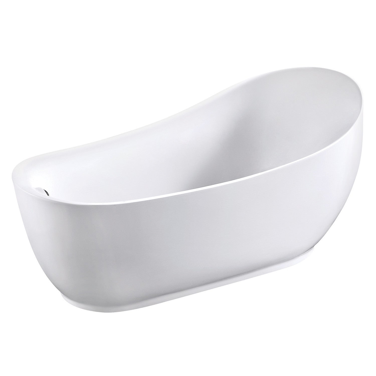 Kingston Brass VTRS723432SA 70" Acrylic Oval Single Slipper Freestanding Tub with Drain, Glossy White