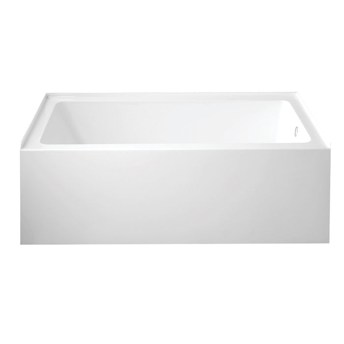 Aqua Eden VTAP6032R22C 60" Acrylic Rectangular 3-Wall Alcove Tub with Anti-Skid Surface, Right Hand Drain, Glossy White