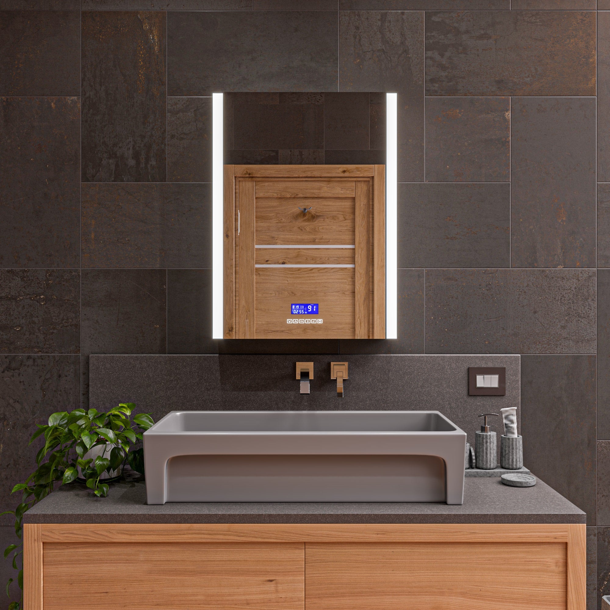 ALFI AB36TRGM 36" Grey Matte Above Mount Fireclay Bathroom Trough Sink