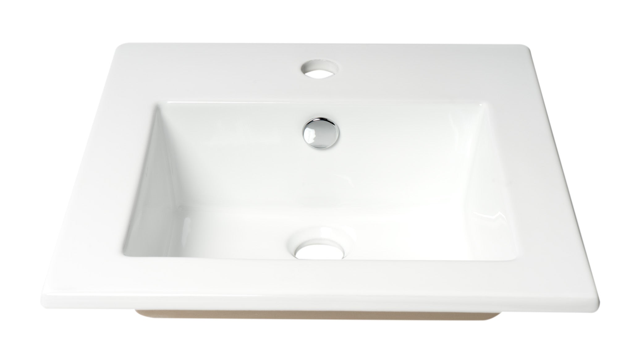 ALFI ABC801 White 17" Square Drop In Ceramic Sink with Faucet Hole
