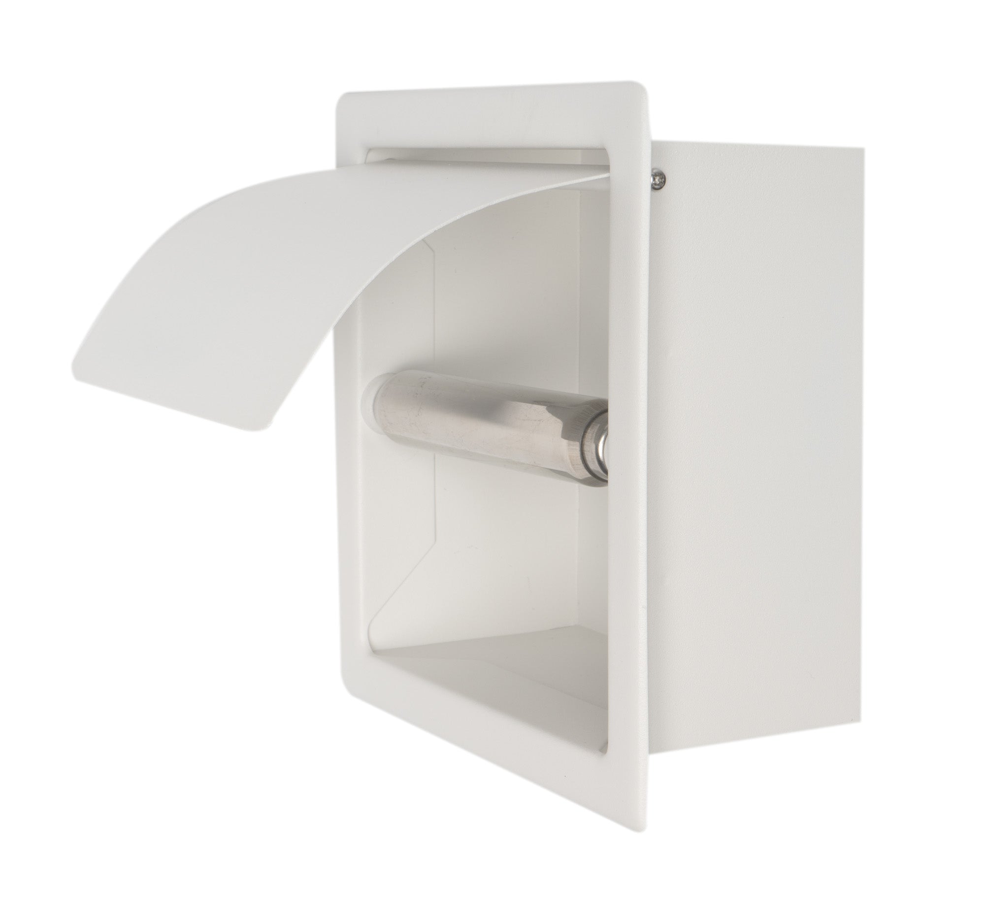 ALFI ABTPC77-W White Matte Stainless Steel Recessed Toilet Paper Holder with Cover