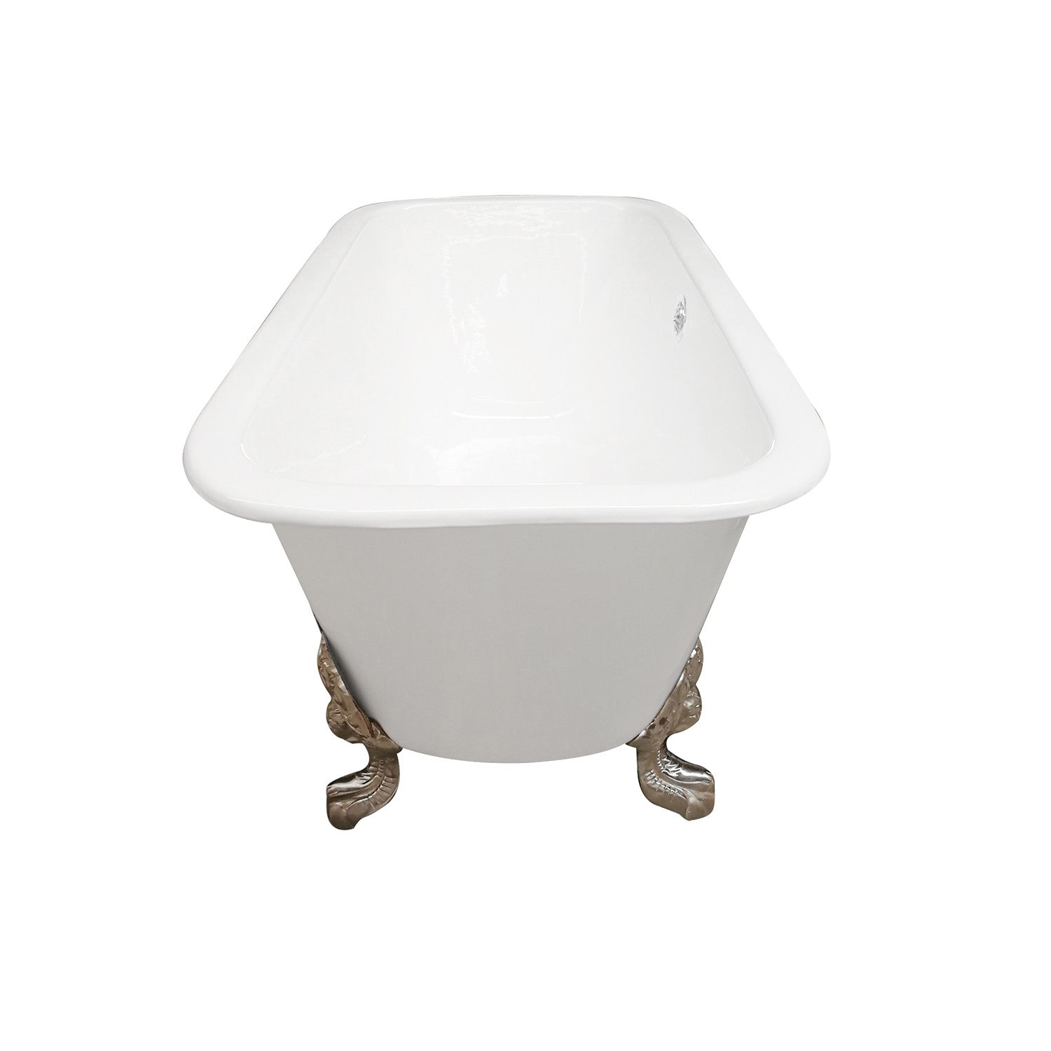 Aqua Eden VCTQND6732NLW 67" Cast Iron Rectangular Double Ended Clawfoot Tub (No Faucet Drillings), White/White