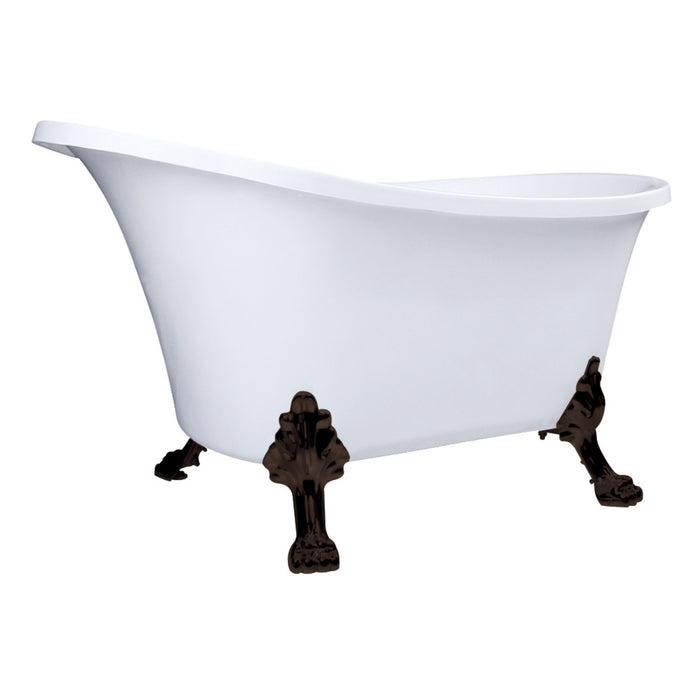Aqua Eden VTND512824WAC5 51" Acrylic Oval Double Slipper Clawfoot Tub (No Faucet Drillings), Glossy White/Oil Rubbed Bronze