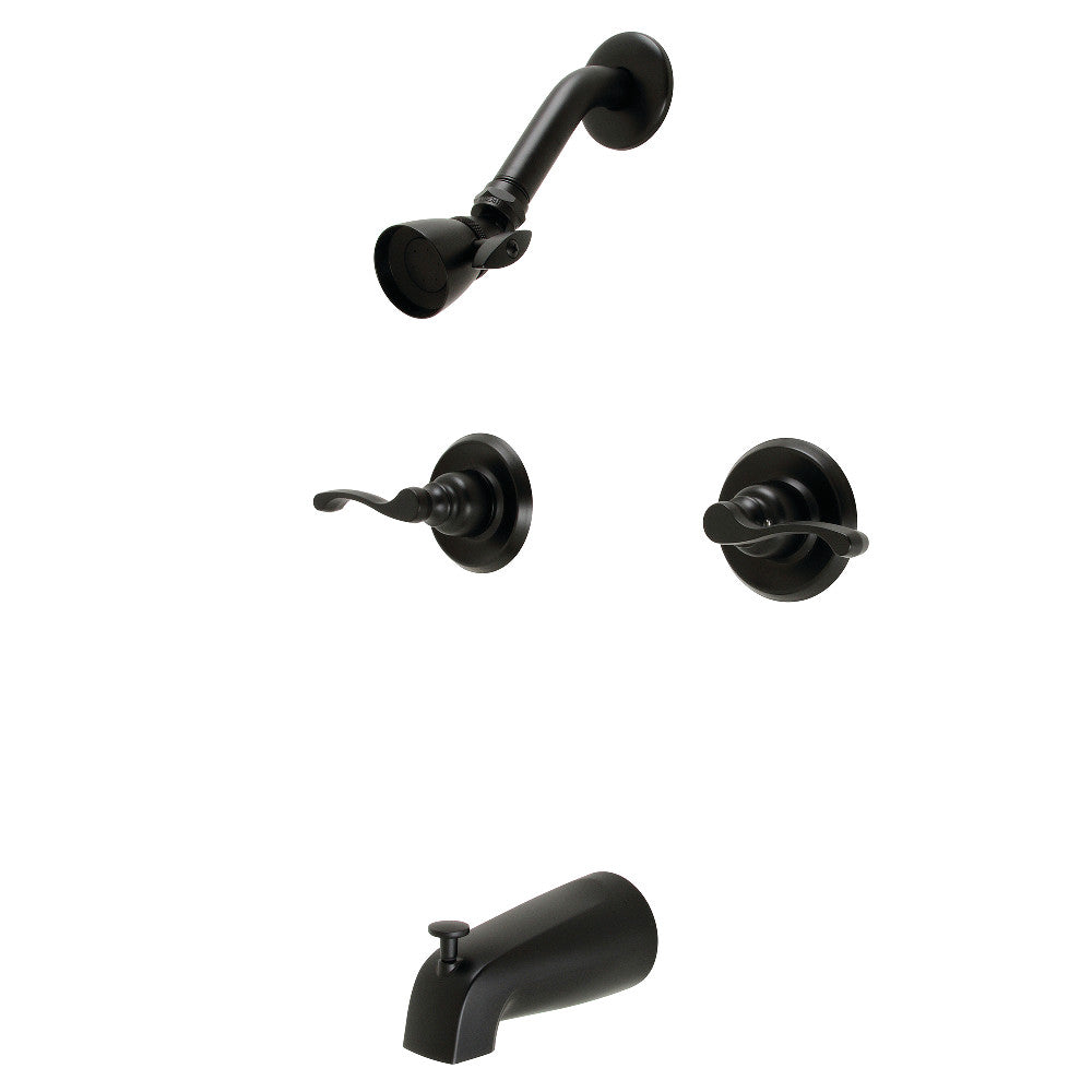 Kingston Brass KB240FL Royal Double-Handle Tub and Shower Faucet, Matte Black