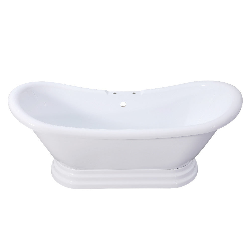 Aqua Eden VT7DS692828PBA 69" Acrylic Oval Double Slipper Pedestal Tub (7" Faucet Drillings), Glossy White