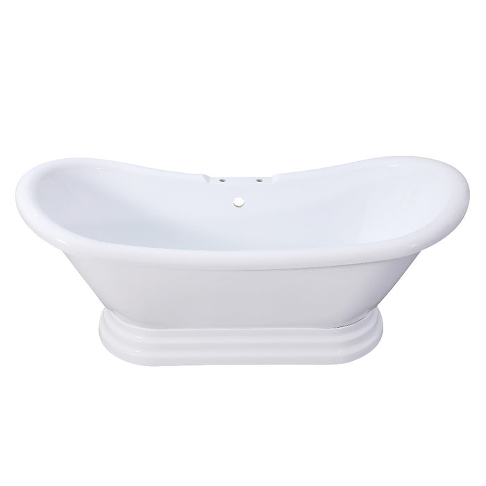 Aqua Eden VT7DS692828PBA 69" Acrylic Oval Double Slipper Pedestal Tub (7" Faucet Drillings), Glossy White