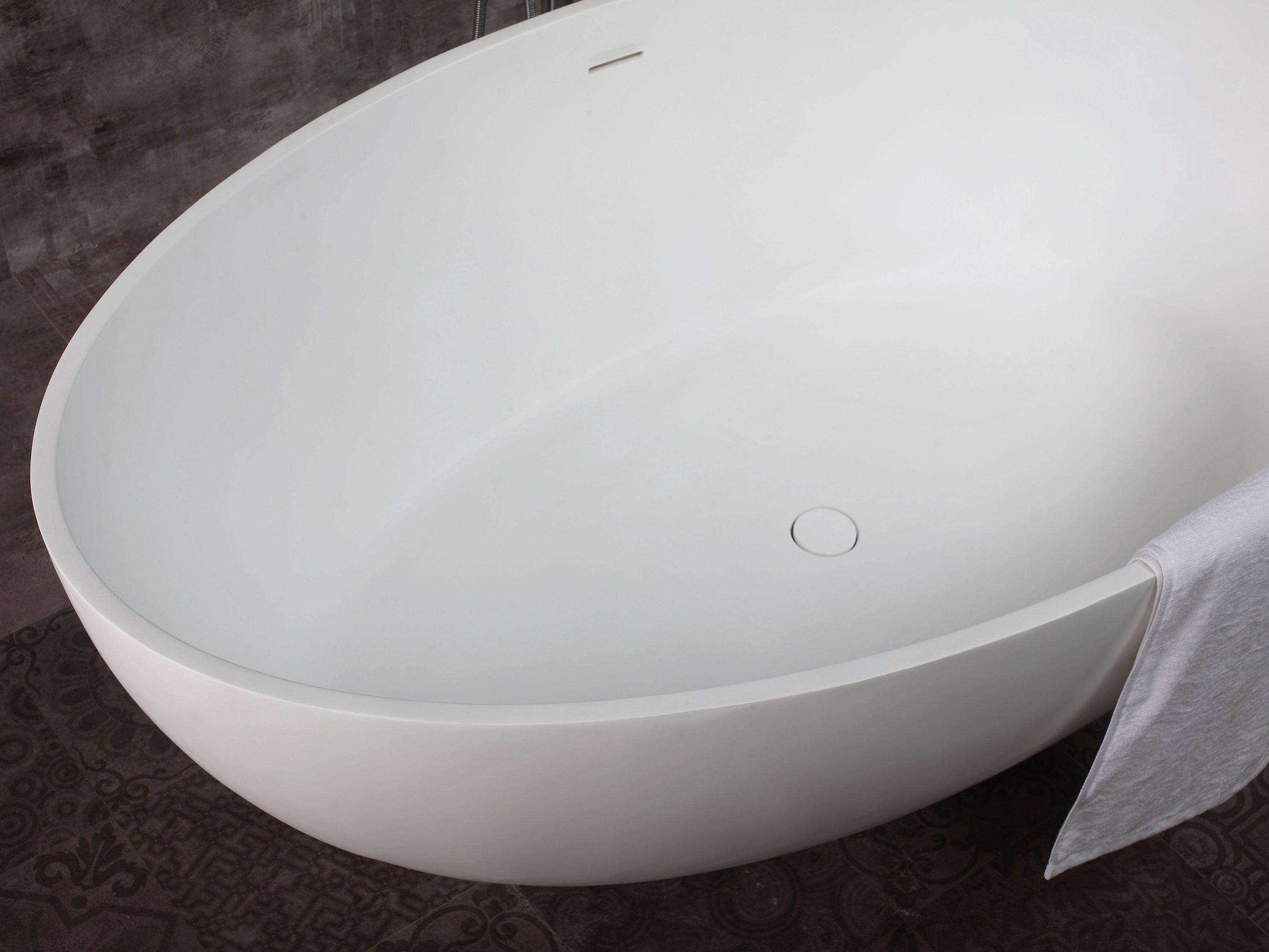 ALFI AB9941 67" White Oval Solid Surface Smooth Resin Soaking Bathtub
