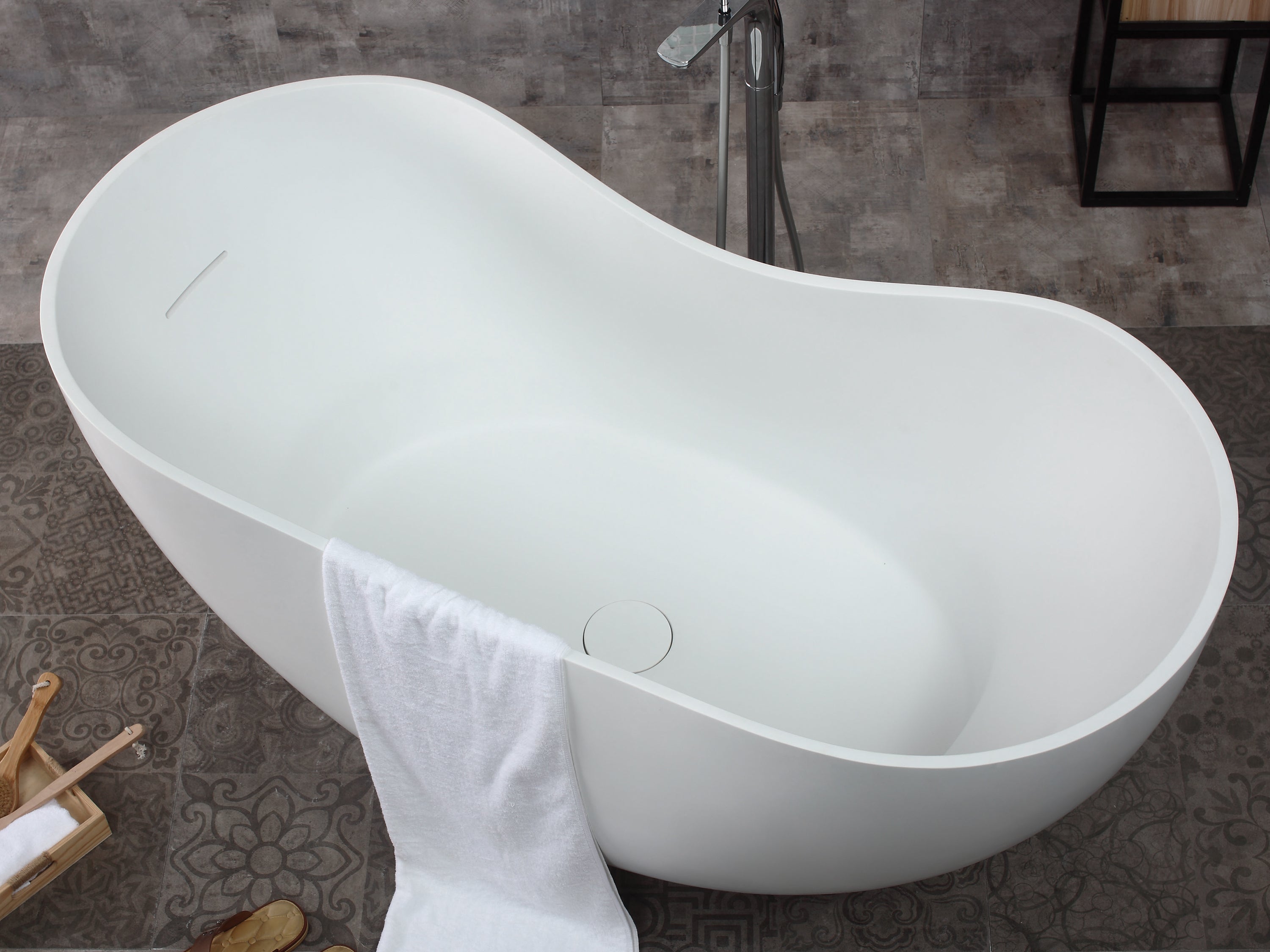 ALFI AB9949 66" White Solid Surface Smooth Resin Soaking Bathtub