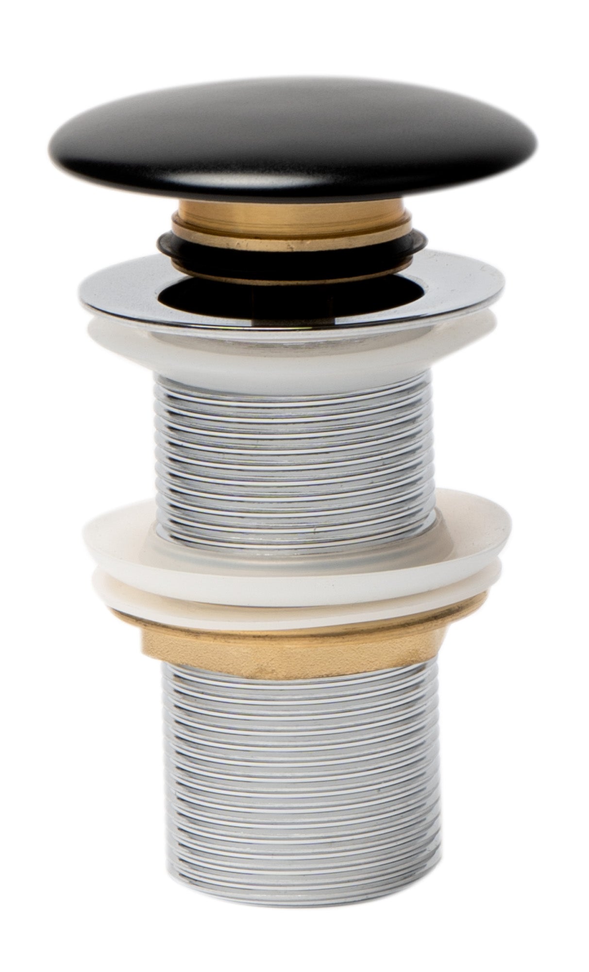 ALFI AB8055-BM Black Matte Ceramic Mushroom Top Pop Up Drain for Sinks without Overflow