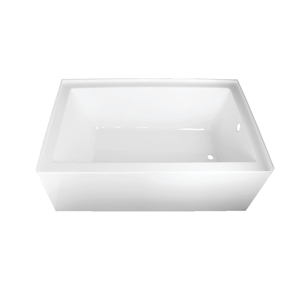 Aqua Eden VTAP603622R 60" Acrylic Rectangular 3-Wall Alcove Tub, Right Hand Drain, Glossy White