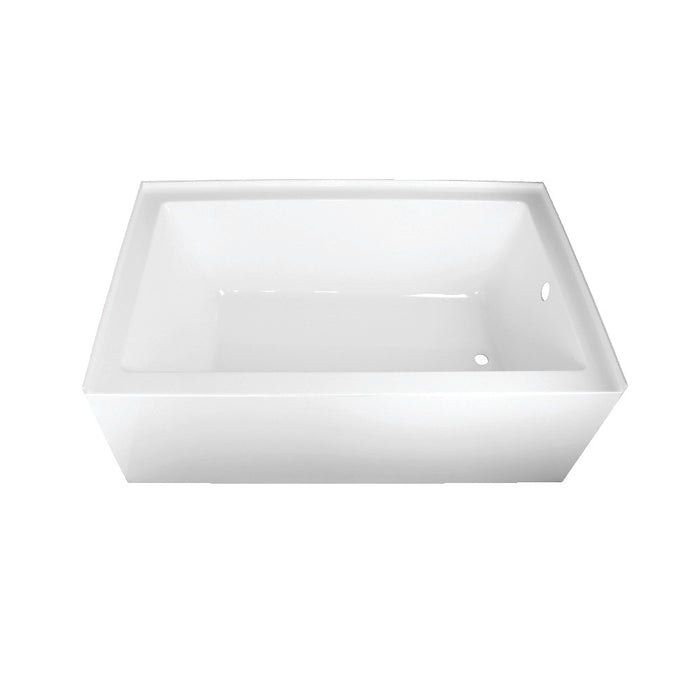 Aqua Eden VTAP603622R 60" Acrylic Rectangular 3-Wall Alcove Tub, Right Hand Drain, Glossy White