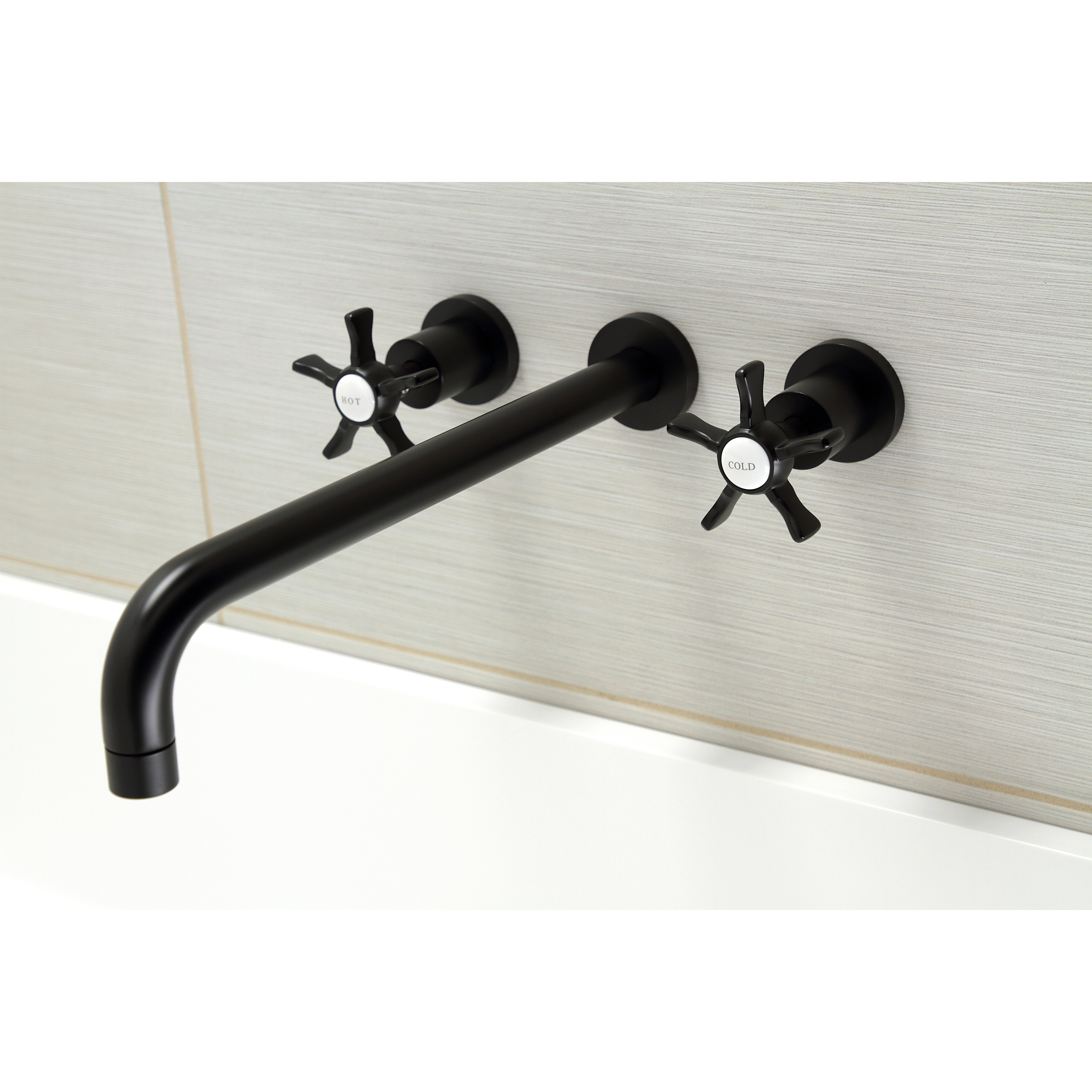 Kingston Brass KS8040NX Hamilton Two-Handle Wall Mount Roman Tub Faucet, Matte Black