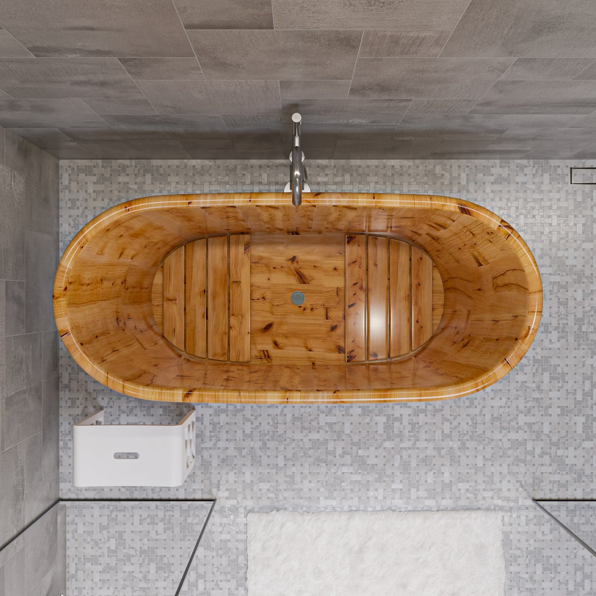 ALFI AB1105 63" Free Standing Cedar Wooden Bathtub