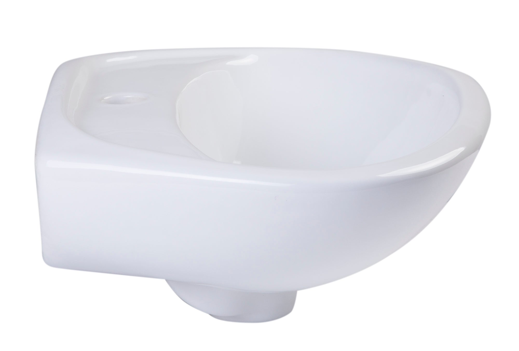 ALFI AB106 White Small Porcelain Wall Mount Basin with Overflow