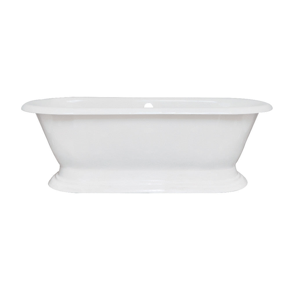 Aqua Eden VCTND723224 72" Cast Iron Oval Double Ended Pedestal Tub (No Faucet Drillings), White