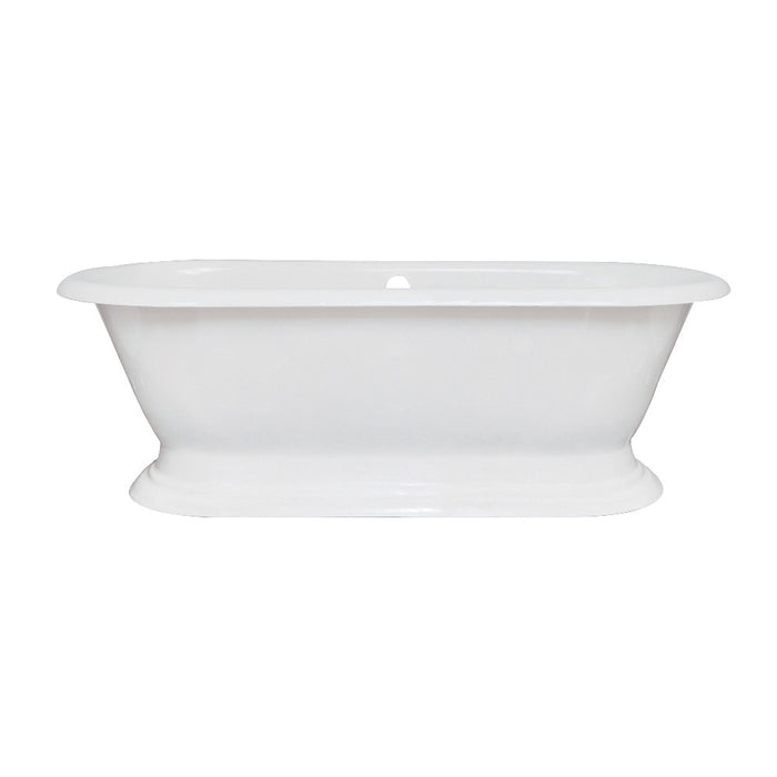Aqua Eden VCTND723224 72" Cast Iron Oval Double Ended Pedestal Tub (No Faucet Drillings), White