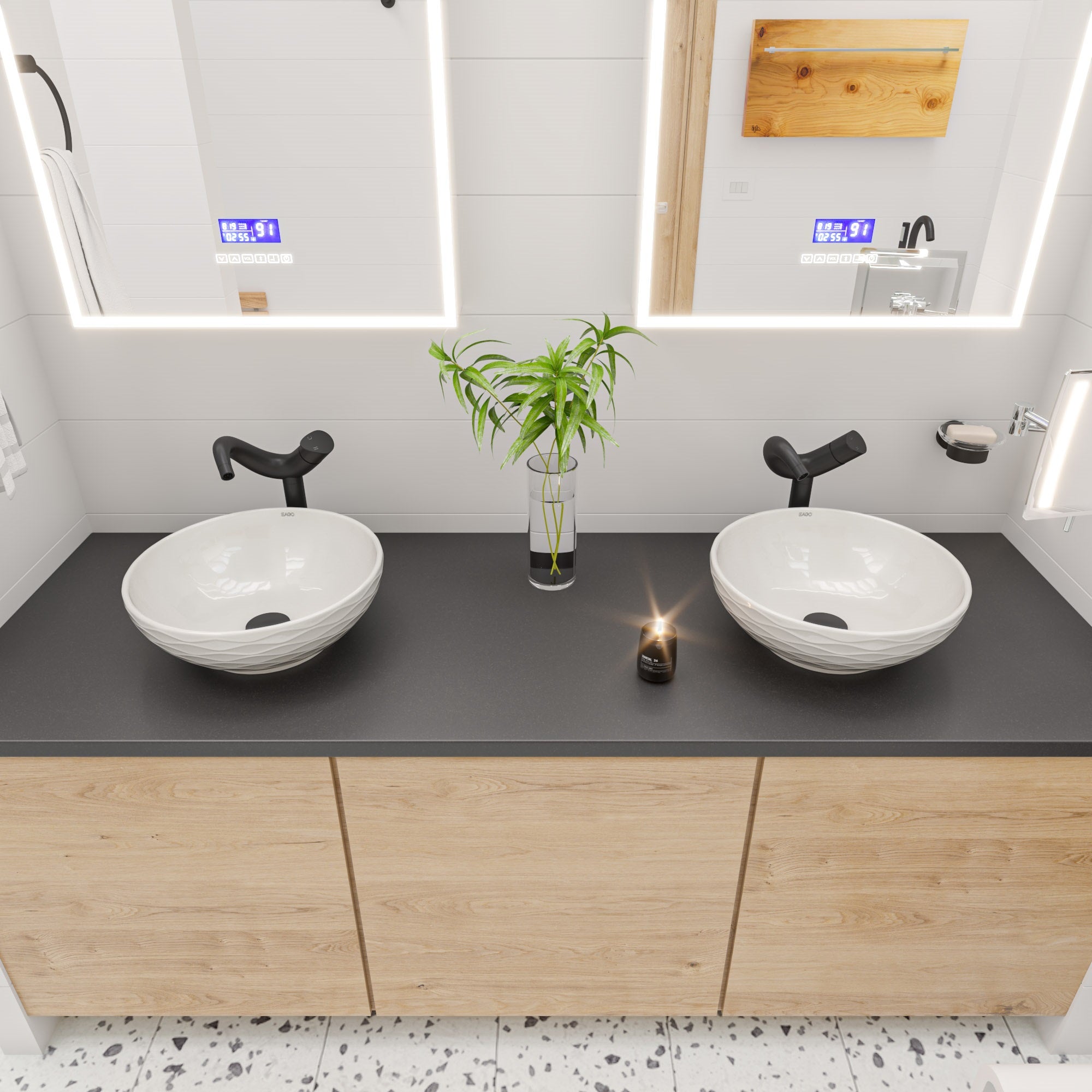 ALFI ABC909 White 17" Decorative Round Vessel Above Mount Ceramic Sink