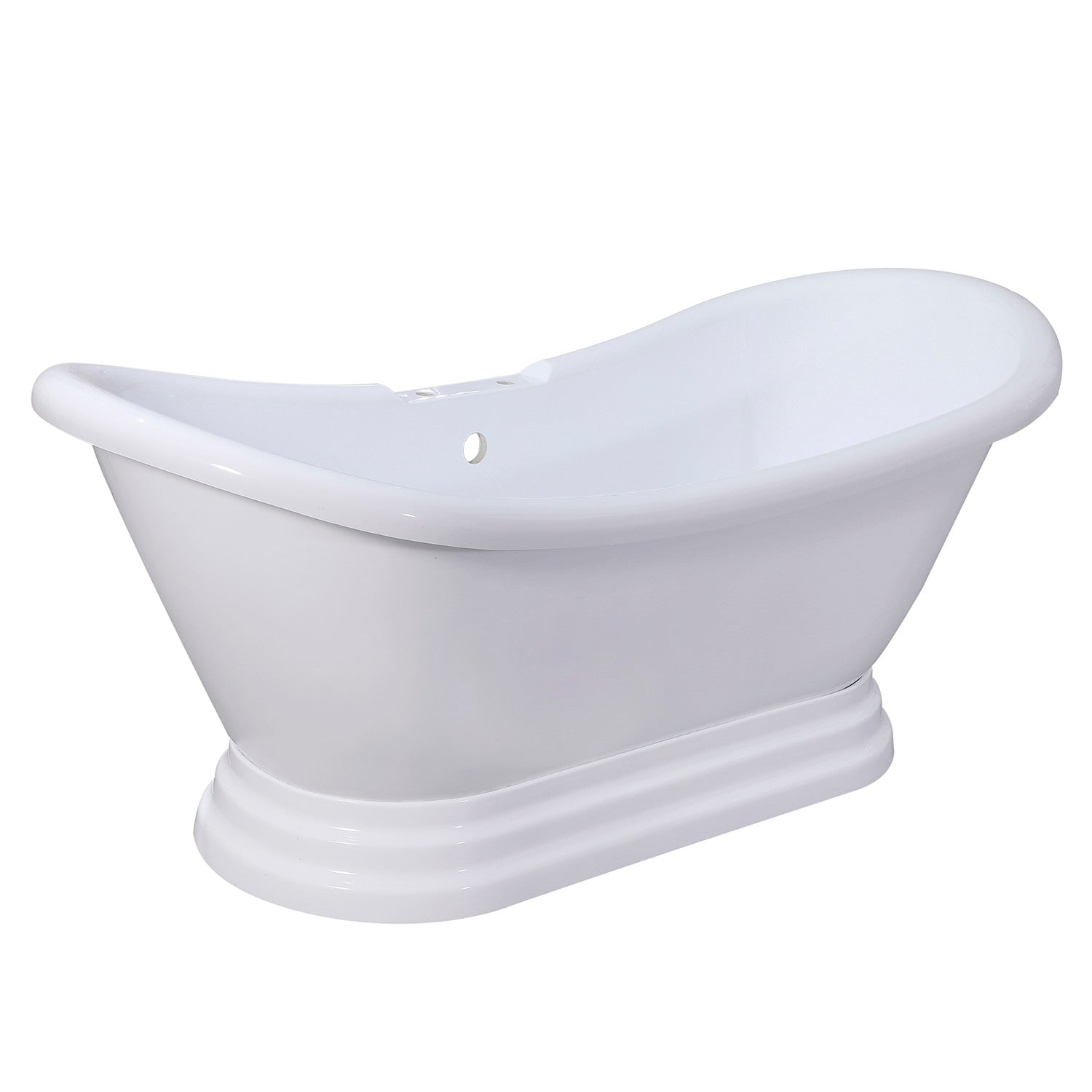 Aqua Eden VT7DS692828PBA 69" Acrylic Oval Double Slipper Pedestal Tub (7" Faucet Drillings), Glossy White