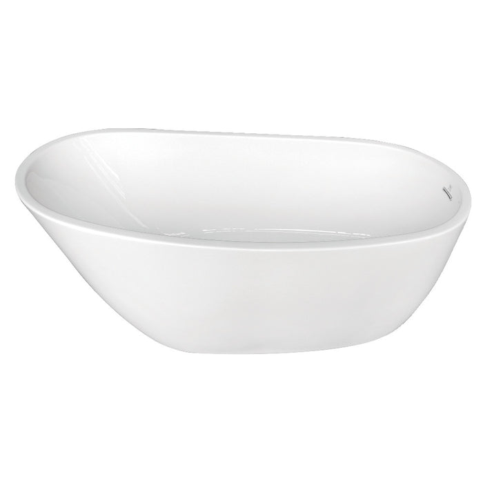 Kingston Brass VTRS592928 59" Acrylic Oval Single Slipper Freestanding Tub with Drain, Glossy White