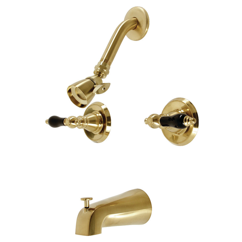 Kingston Brass KB247AKL Duchess Double-Handle Tub and Shower Faucet, Brushed Brass