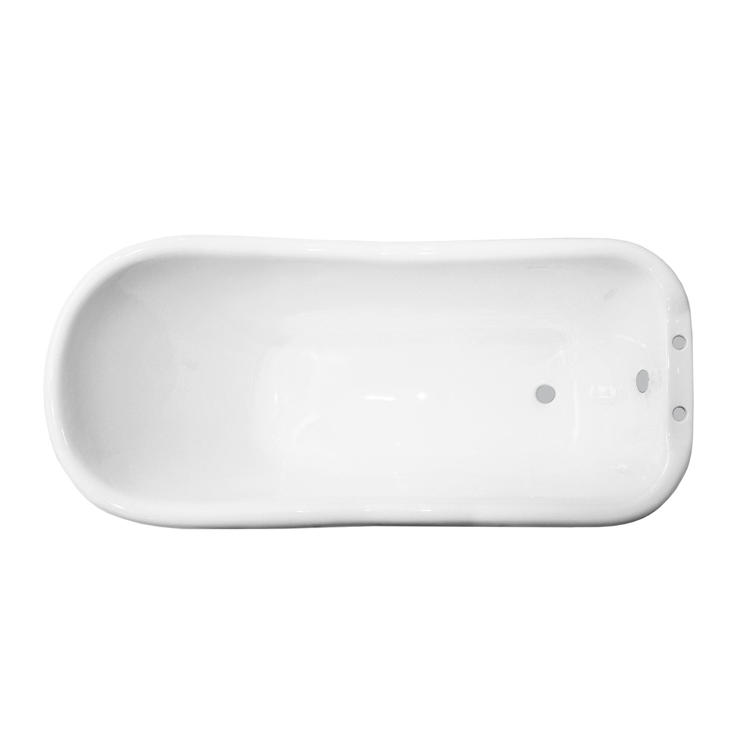 Aqua Eden VCT7D6630NF1 67" Cast Iron Classic Flat-Rim Single Slipper Clawfoot Tub (7" Faucet Drillings), White/Polished Chrome