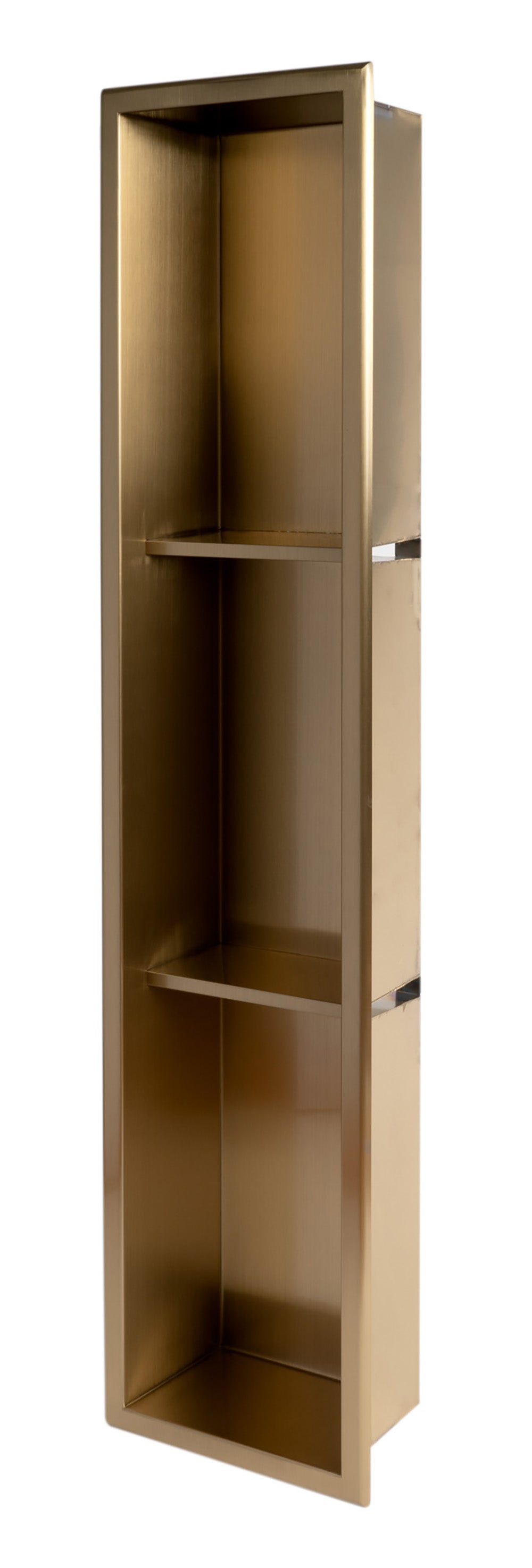 ALFI ABNP0836-BG 8" x 36" Brushed Gold PVD Stainless Steel Vertical Triple Shelf Shower Niche