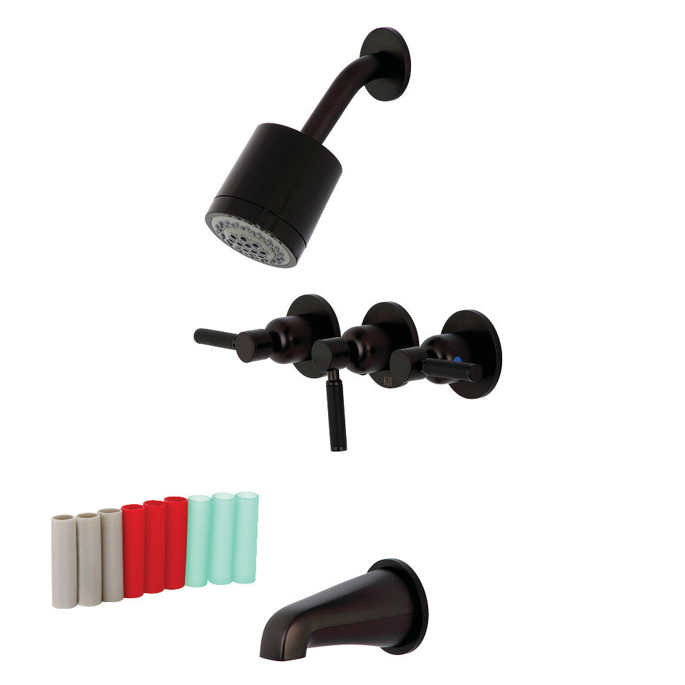 Kingston Brass KBX8135DKL Kaiser Triple-Handle Tub and Shower Faucet, Oil Rubbed Bronze