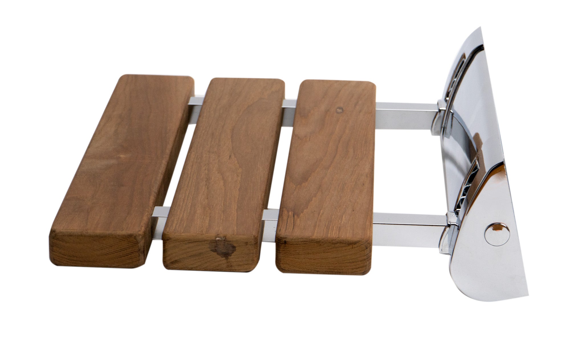 ALFI ABS14-PC Polished Chrome 14" Folding Teak Wood Shower Seat Bench