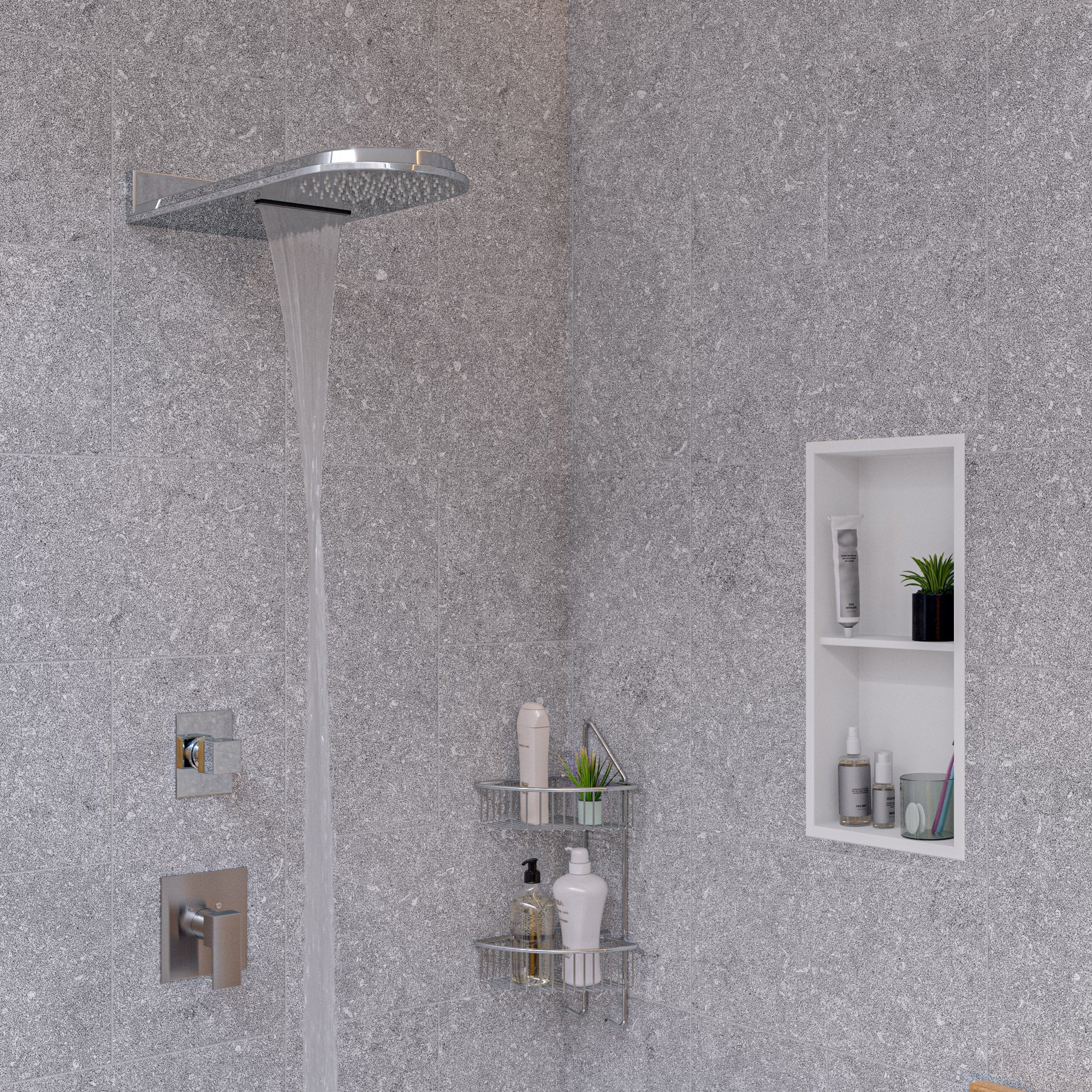 ALFI RAIN10RW-PC Polished Chrome 10" Wall-Mounted Square Waterfall Rain Shower Head