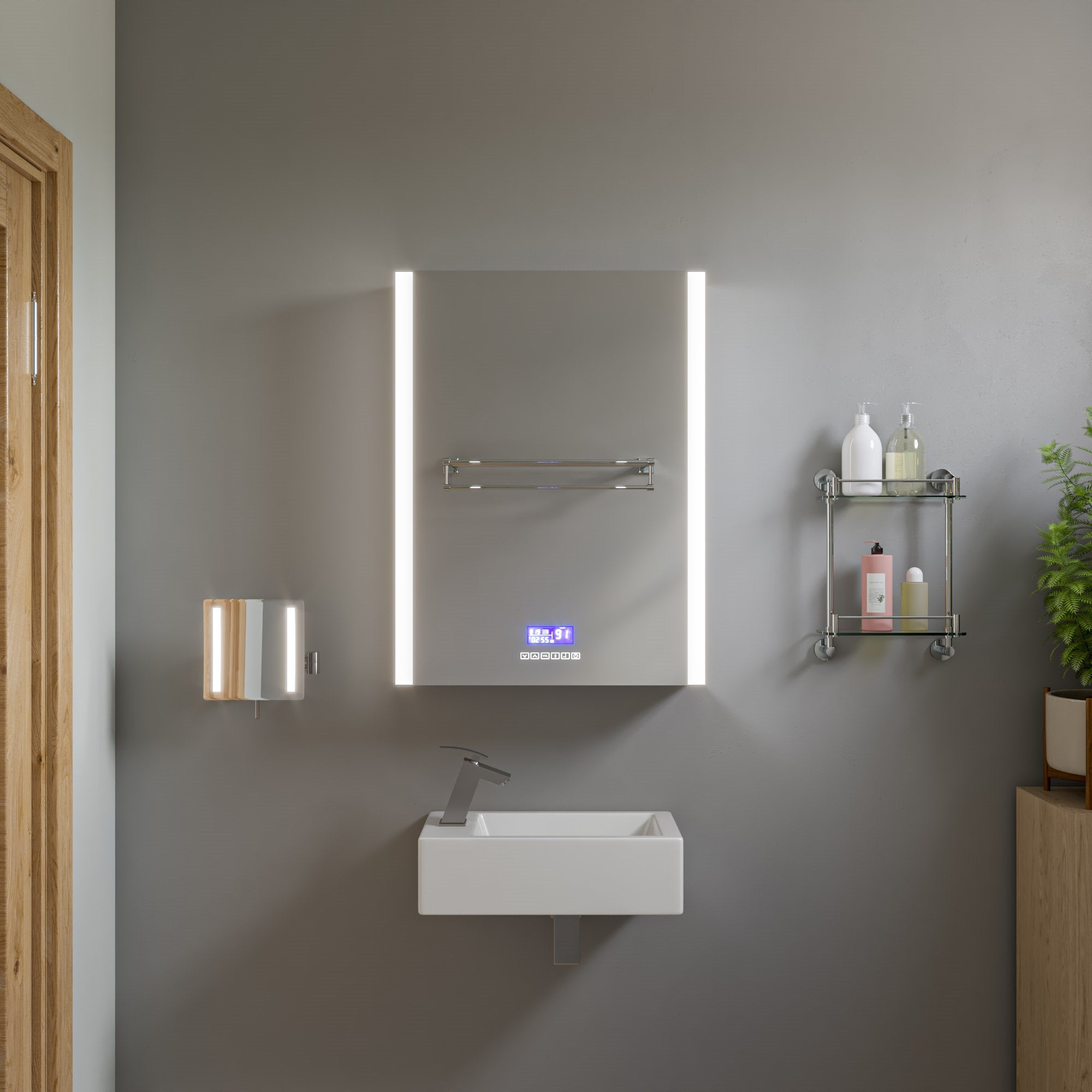 ALFI AB9549 Polished Chrome Wall Mounted Double Glass Shower Shelf Bathroom Accessory