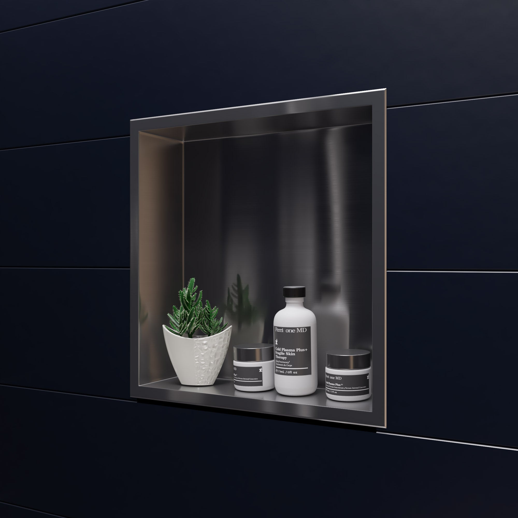 ALFI ABN1616-BSS 16 x 16 Brushed Stainless Steel Square Single Shelf Bath Shower Niche