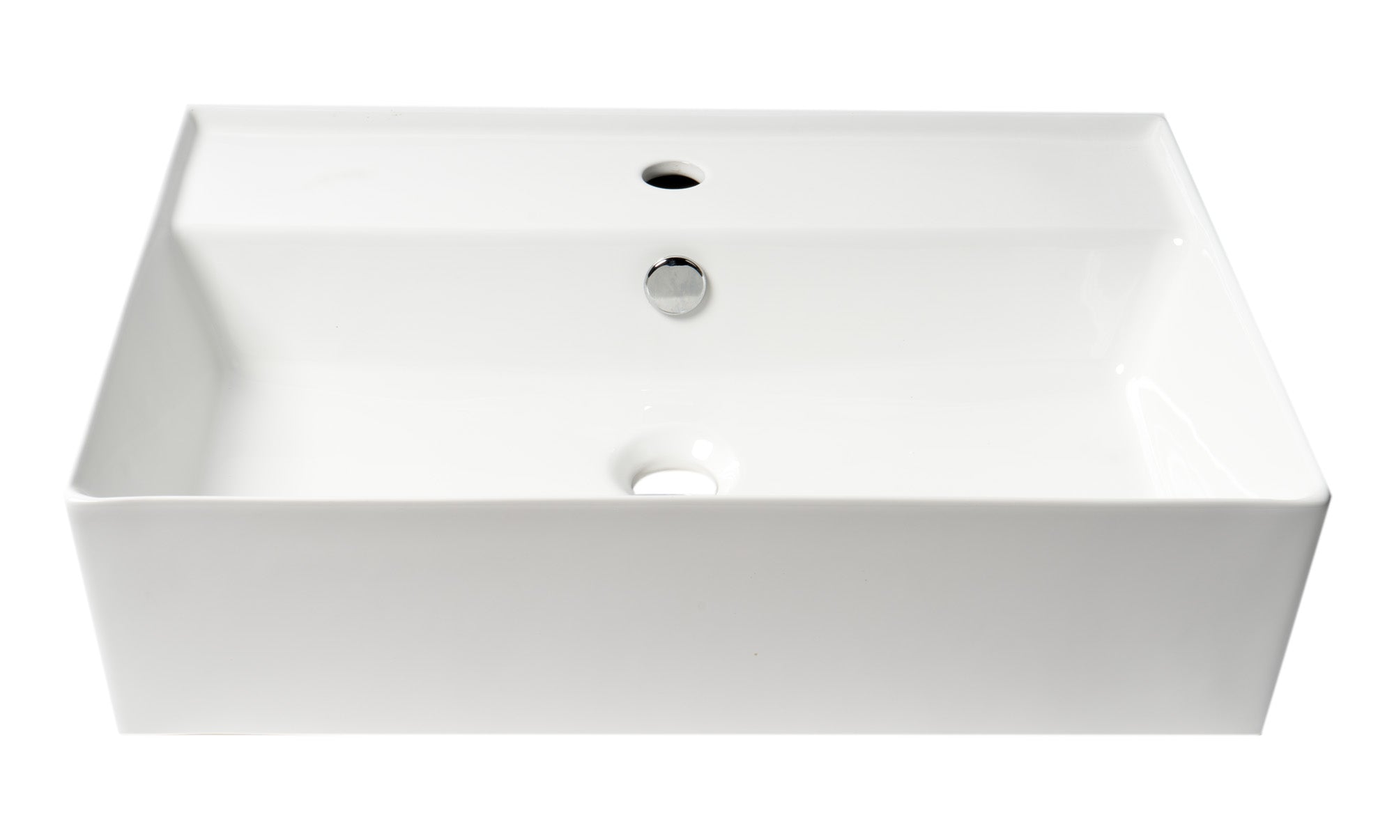 ALFI ABC901-W White 24" Modern Rectangular Above Mount Ceramic Sink with Faucet Hole
