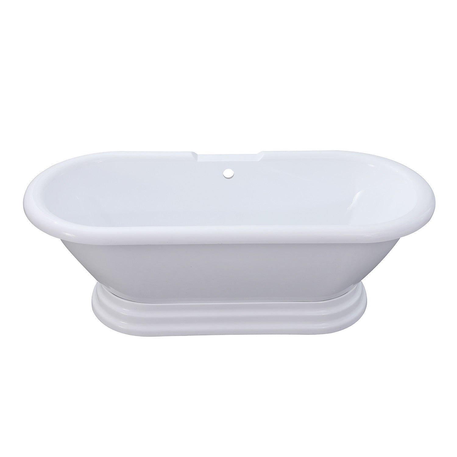 Aqua Eden VTPE672824PBA 67" Acrylic Oval Double Ended Pedestal Tub (No Faucet Drillings), Glossy White