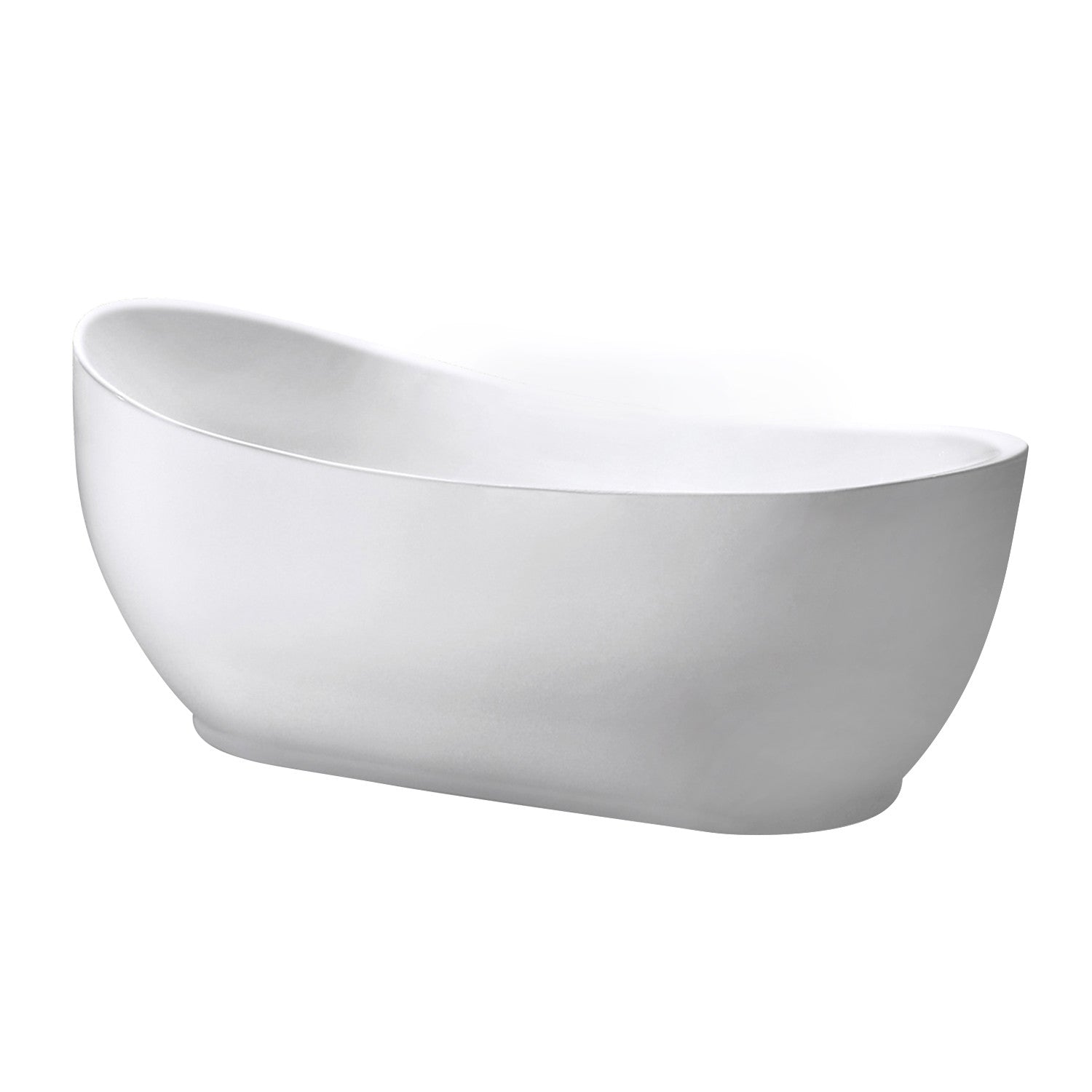 Kingston Brass VTRS723432SA 70" Acrylic Oval Single Slipper Freestanding Tub with Drain, Glossy White