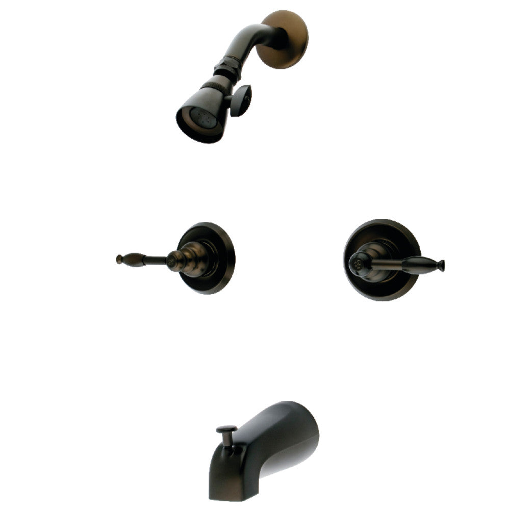 Kingston Brass KB245KL Knight Double-Handle Tub and Shower Faucet, Oil Rubbed Bronze
