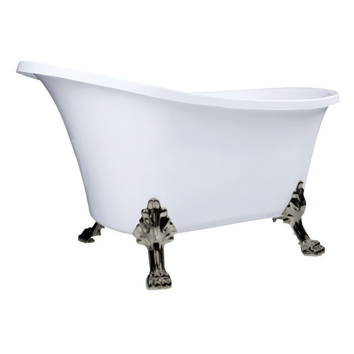 Aqua Eden VTND512824WAC8 51" Acrylic Oval Double Slipper Clawfoot Tub (No Faucet Drillings), Glossy White/Brushed Nickel
