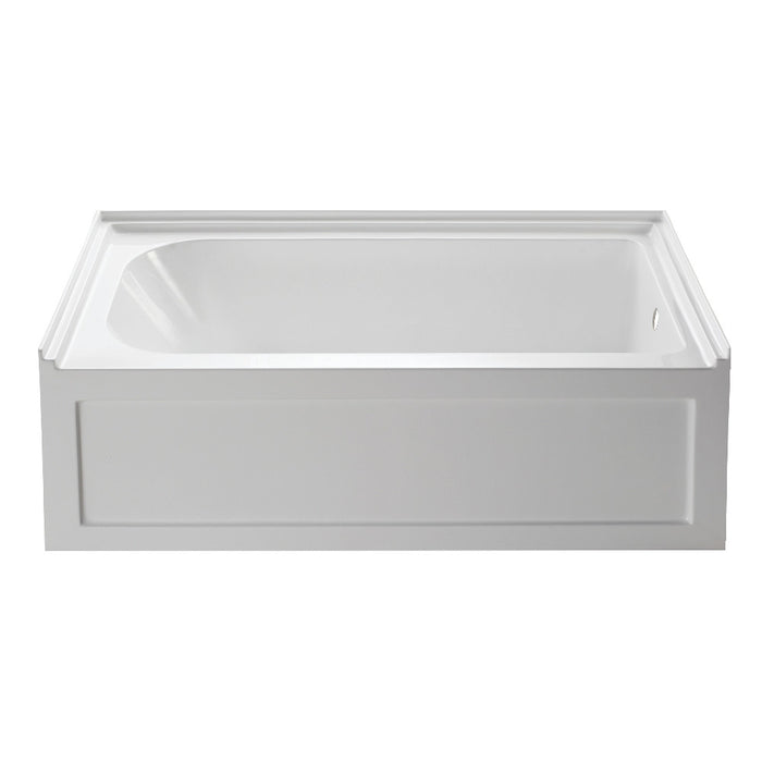 Aqua Eden VTAP6032R21A 60" Acrylic Rectangular 3-Wall Alcove Tub with Anti-Skid Surface, Right Hand Drain, Glossy White