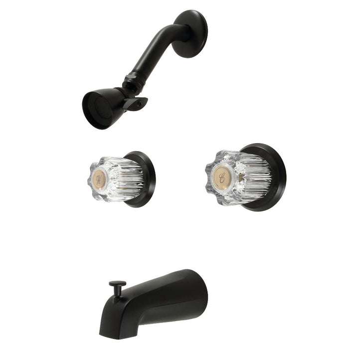 Kingston Brass KB141MB Americana Double-Handle Tub and Shower Faucet, Matte Black