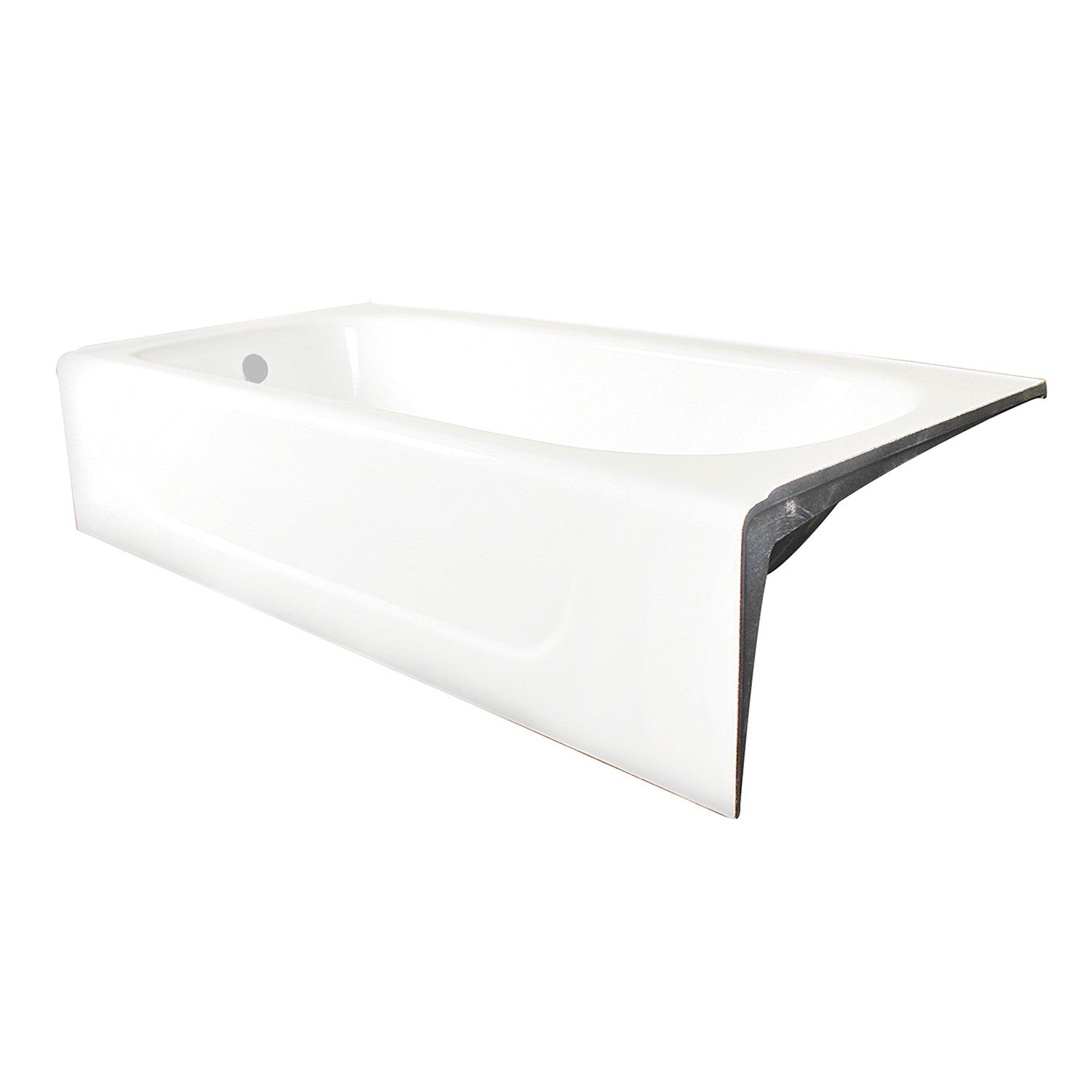 Aqua Eden VCTAP603015L 60" Cast Iron Rectangular 3-Wall Alcove Tub, Left Drain Hole, White