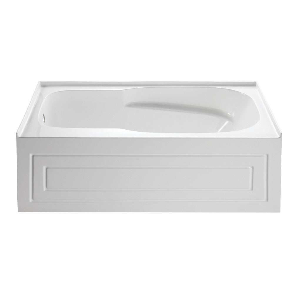 Aqua Eden VTAP6031L21C 60" Acrylic Rectangular 3-Wall Alcove Tub with Anti-Skid Surface, Left Hand Drain, Glossy White