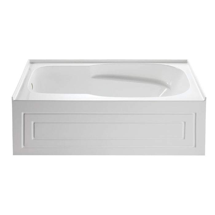 Aqua Eden VTAP6031L21C 60" Acrylic Rectangular 3-Wall Alcove Tub with Anti-Skid Surface, Left Hand Drain, Glossy White