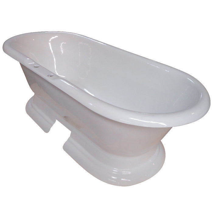 Aqua Eden VCT7D723224 72" Cast Iron Oval Double Ended Pedestal Tub (7" Faucet Drillings), White