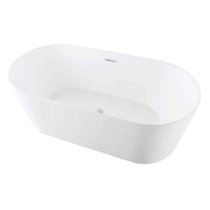 Kingston Brass VTOV543023 54" Acrylic Oval Double Ended Freestanding Tub with Drain, Glossy White