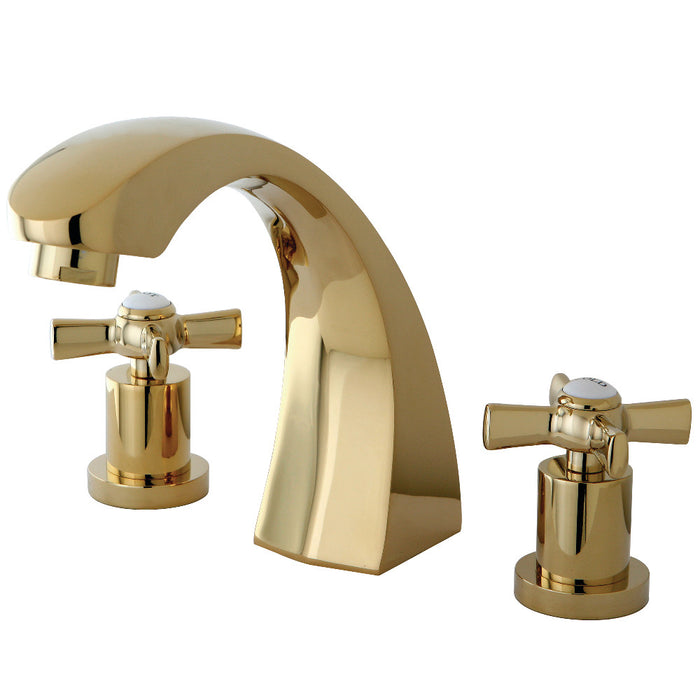 Kingston Brass KS4362ZX Millennium Two-Handle Deck Mount Roman Tub Faucet, Polished Brass