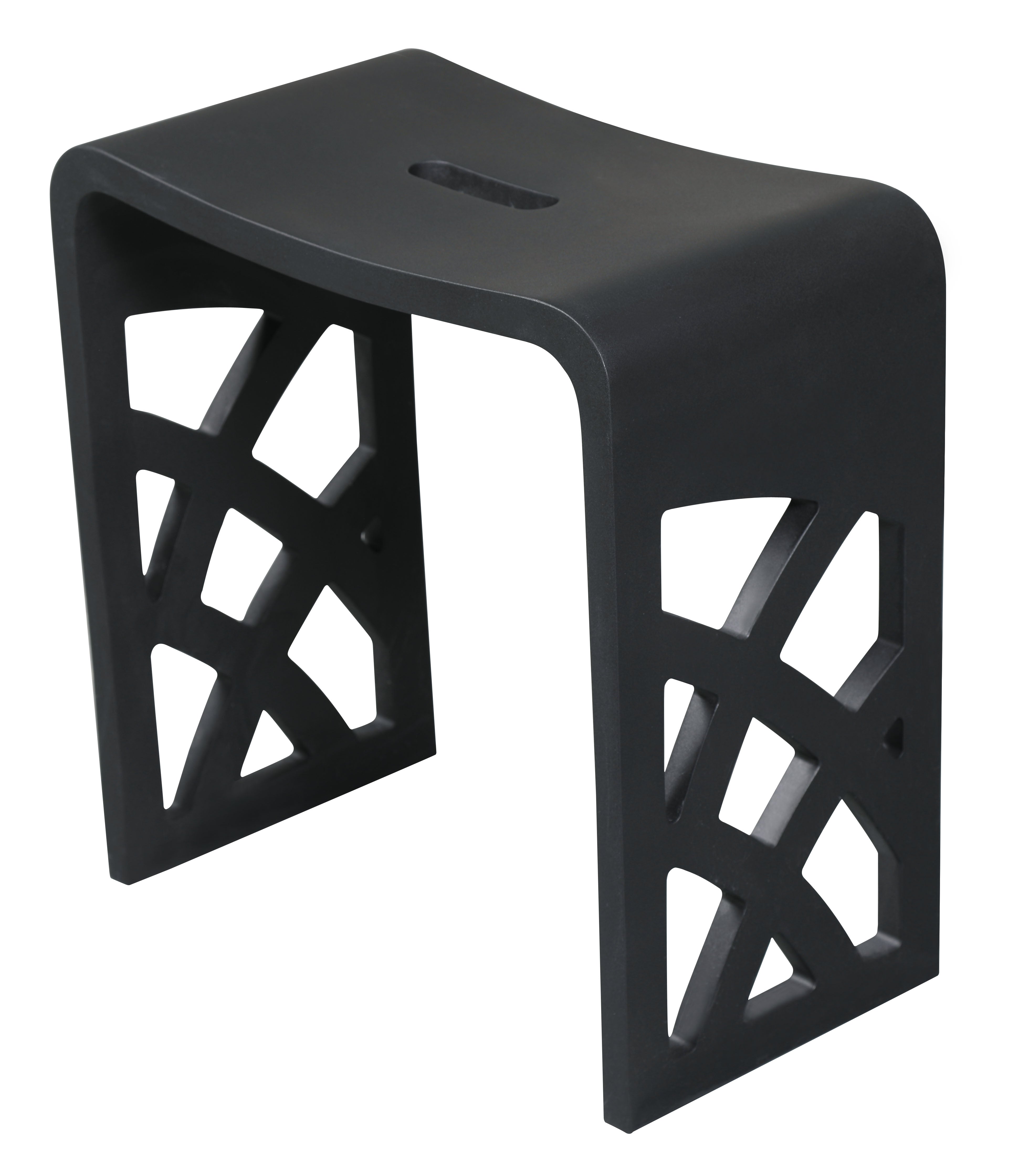 ALFI ABST88BM Black Matte Solid Surface Resin Bathroom / Shower Stool